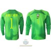 Maglia da Calcio Portiere a Maniche Lunghe Brasile Alisson Becker 1 Trasferta Mondiali 2022 per Uomo